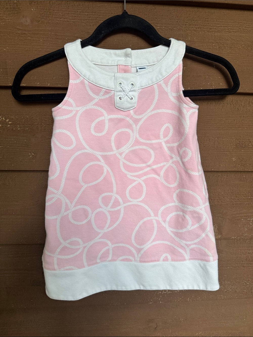 Janie and Jack Pink Rope-Print Sleeveless Top with White Trim size 4